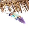 Natural Amethyst Cone Charm Keychain G-PW0007-030G-1