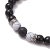 Natural Black Onyx Round Beads Stretch Bracelets BJEW-JB11493-02-3