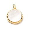 Brass Clear Cubic Zirconia with Shell Pendants KK-G450-02G-03-2