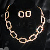 Alloy Rhinestone Link Chain Neckalces & Studs Earrings Sets FS-WGB4153-01-2