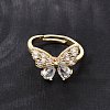 Brass Micro Pave Clear Cubic Zirconia Cuff Open Ring CU-CBA5C10-10G-3