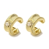 Rack Plating Brass Pave Clear Cubic Zirconia Wavy Ring Cuff Earrings for Women EJEW-P280-09G-1