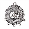 Flat Round Tibetan Style Alloy Chandelier Components PALLOY-I116-02AS-1