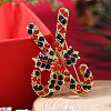 Christmas Theme Golden Alloy Rhinestone Brooch Pin LS-LK2414-2-1