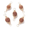Natural Rudraksha Copper Wire Wrapped Connector Charms PALLOY-JF02067-01-1