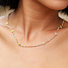Bohemian Beach Vacation Brass Enamel Sunflower Handmade Link Chain Necklaces Women's Date Gift HM4276-4