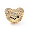 Cubic Zirconia Bear Open Cuff Rings RJEW-K089-01G-06-2