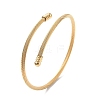 PVD Vacuum Plating 304 Stainless Steel Open Cuff Bangle with Oval Beaded BJEW-C031-01G-7