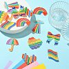 14Pcs 7 Shapes Rainbow Style Printed Acrylic Glitter Powder Pendants OACR-CJ0001-93-5