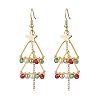 Brass Shell Pearl Bead Dangle Earrings EJEW-TA00670-3
