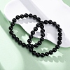 Natural Tourmaline Round Beaded Stretch Bracelets for Men Women BJEW-G743-01A-2