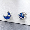 Rhodium Plated 925 Sterling Silver Enamel Stud Earrings EJEW-FF0008-010P-2