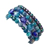 4Pcs Round Natural Chrysocolla & Lapis Lazuli Beads Stretch Rings for Unisex RJEW-JR00750-6