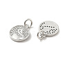 Flat Round with Swan Pattern Brass Micro Pave Clear Cubic Zirconia Charms KK-G425-22P-2