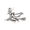 Tibetan Style Halloween Witch Alloy Pendants X-TIBEP-Q050-06AS-RS-1