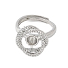 Flower Brass Micro Pave Cubic Zirconia Adjustable Ring Settings KK-K297-09P-2