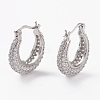 Brass Micro Pave Clear Cubic Zirconia Hoop Earrings EJEW-C502-07P-1