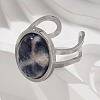 Oval Natural Sodalite Finger Rings RJEW-M062-02P-05-5