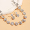 Flat Round Rhinestone Pendant Necklaces & Stud Dangle Earrings Sets WG2D6BD-01-2