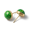 Enamel Half Round Stud Earrings EJEW-P229-01G-03-2