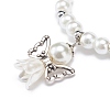 Glass & Plastic Imitation Pearl Beaded Stretch Bracelet with Alloy Fairy Charm for Women BJEW-JB08704-4
