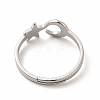 Non-Tarnish 304 Stainless Steel Star and Moon Adjustable Ring for Women RJEW-B027-15P-3