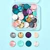 56Pcs 7 Colors Dyed Natural Flat Round Shell Pendants SHEL-FS0001-13-6