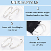 Unicraftale 4Pcs 2 Styles Egg Shaped 201 Stainless Steel Grooved Hinged Bangles STAS-UN0048-69-5