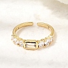 Brass with Cubic Zirconia Cuff Rings for Women RJEW-B160-07A-G-1