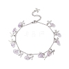 Natural Amethyst Chips & Dragonfly Charms Anklet AJEW-AN00512-08-1