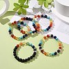 5Pcs 5 Style Natural & Synthetic Mixed Gemstone Round Beaded Stretch Bracelets Set with Alloy Tube Bails BJEW-JB08920-2