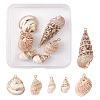 6Pcs 6 Styles Electroplated Natural Spiral Shell Pendants SSHEL-YW0001-06-2