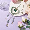 Natural Green Aventurine Chip & Brass Heart Hanging Ornaments HJEW-TA00258-2