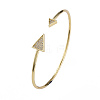 Cubic Zirconia Triangle Open Cuff Bangle BJEW-N012-027-1