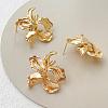 Flower Brass Stud Earrings Finding PW-WG72314-01-3