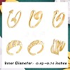 6Pcs 6 Style Arrow & Hug Hand & Croissant Brass Open Cuff Rings for Women JR858B-3