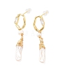 Natural Pearl Dangle Stud Earrings EJEW-P256-23G-1