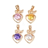 Brass Micro Pave Cubic Zirconia Pendants KK-E795-27KCG-01-1