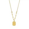 201 Stainless Steel Engraved Flower Rectangle Pendant Necklaces for Women WG2AA63-01-3
