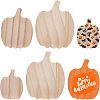 12Pcs 3 Style Halloween Theme Unfinished Wood Decorative Supplies DIY-OC0004-14-1