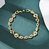 Brass Link Chain Bracelets for Women BJEW-D387-03G-04-2