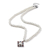 304 Stainless Steel Colorful Cubic Zirconia Rhombus Pendant Necklaces STAS-Z114-23P-4