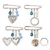 4Pcs 2 Styles 316 Stainless Steel and Alloy Diffuser Locket Pendants Brooches Sets JEWB-CA00014-1