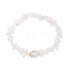Natural Quartz Crystal & Rose Quartz Beaded Stretch Bracelets for Women BJEW-JB12305-02-2