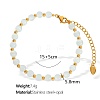 Elegant European 5.8MM Round Cat Eye Beaded Bracelets with Stainless Steel End Chains for Women QL5460-1-1