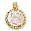 Rack Plating Brass Micro Pave Clear Cubic Zirconia Flat Round Pendants KK-U025-10G-09-1