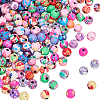 250Pcs Flower Printed Handmade Polymer Clay Beads CLAY-SP0001-18-1