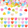 150Pcs Acrylic Heart Buttons BUTT-TA0001-38-1