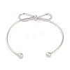 Non-Tarnish Bowknot 304 Stainless Steel Open Cuff Bangles for Women BJEW-Z064-04P-3