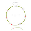 Bohemian Daisy Flower Glass Seed Beaded Necklaces with Alloy End Chains FS-WGC49A6-10-1